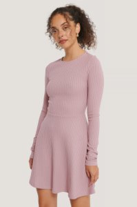 NA-KD Detailed Waist Rib Dress - Pink