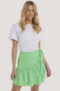 NA-KD Frill Overlap Mini Skirt - Green