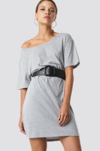 NA-KD One Shoulder T-shirt Dress - Grey