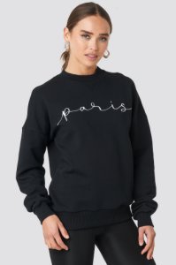 NA-KD Paris Oversized Sweatshirt - Black