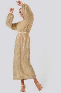 NA-KD Party Open Back Sequin Dress - Gold