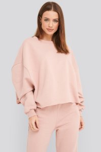 NA-KD Raw Hem Cropped Sweatshirt - Pink