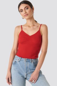 NA-KD Ribbed Cropped Singlet - Red