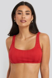 NA-KD Swimwear Wide Ribbed Bikini Top - Red