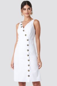 NA-KD Trend Buttoned Detail Dress - White