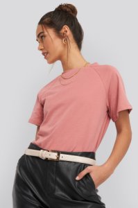 NA-KD Trend Detail Short Sleeve Top - Pink