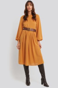 NA-KD Trend Pleat Skirt Chiffon Dress - Orange