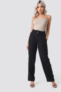 NA-KD Trend Pleated Buttoned Suit Pants - Black