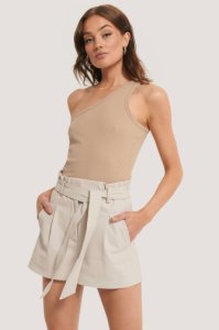 NA-KD Trend PU Belted Shorts - Offwhite