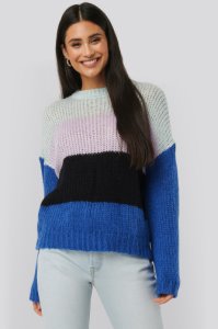 NA-KD Trend Round Neck Color Blocked Sweater - Multicolor