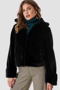 NA-KD Trend Short Faux Fur Jacket - Black