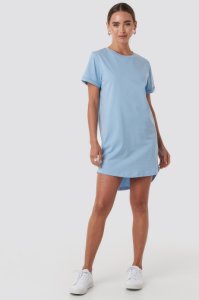 NA-KD Uneven Hem Oversized T-shirt Dress - Blue