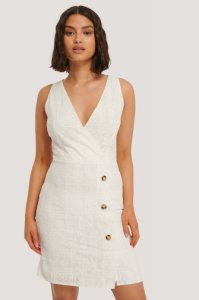 Trendyol Embroidery Buttoned Mini Dress - White