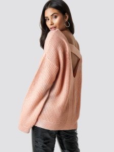 Trendyol Milla Low-Cut Back Pullover - Pink