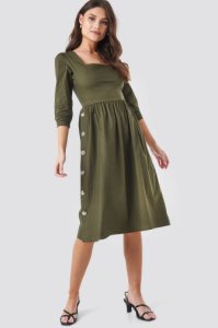 Trendyol Side Buttoned Dress - Green