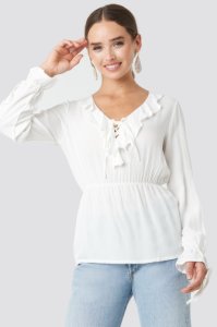 Trendyol yol frilly blouse - white
