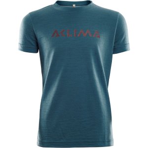 Aclima Kinder Lightwool Print T-Shirt (Größe 128, Blau)