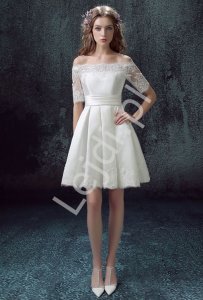 Biała krótka sukienka na ślub cywilny, dla Panny Młodej na przebranie Scarlet