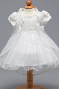 Biała sukienka dla dziewczynki na chrzciny, zestaw z pelerynką