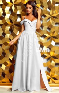 Biała suknia z odkrytymi ramionami | długa suknia ślubna ELIZABETH