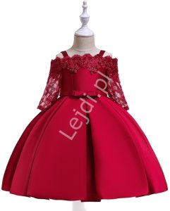 Elegancka sukienka dla dziewczynki w kolorze wina 083