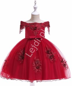 Hiszpanka suknia dla dziewczynki zdobiona koronką i kwiatami 3D 057