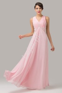 Jasno różowa długa suknia z kryształkami