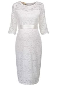 Koronkowa sukienka ciążowa z satynowym paseczkiem, koronkowa plus size, ecru z białą podszewką 1026