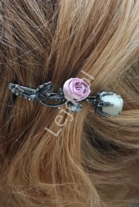 Spinka do włosów z różami 3D i z kryształkami w kolorze hematytu 3