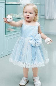 Sukienka dla dziewczynki, błękitno biała