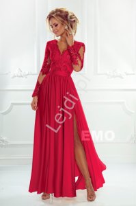 Sukienka na wesele z długim rękawem - Luna czerwona