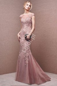 Wieczorowa luksusowa suknia z ręzcznie wszywaną gipiurą Anna 001