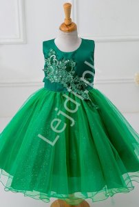 Zielona sukienka z szyfonowym dołem dla dziewczynek