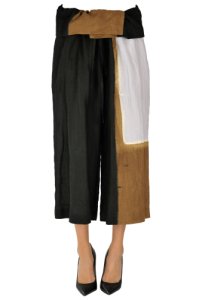 Y's Yohji Yamamoto - Pantaloni cropped in lino tie dye