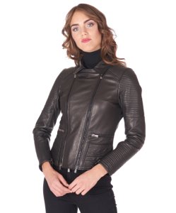 Black 3 in 1 quilted nappa lamb leather biker jacket