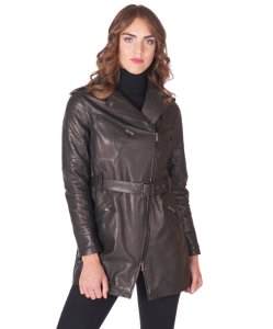 Black belted lamb leather perfecto coat vintage aspect