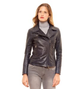 D'arienzo - Black pull up lamb leather perfecto jacket three zipper pockets
