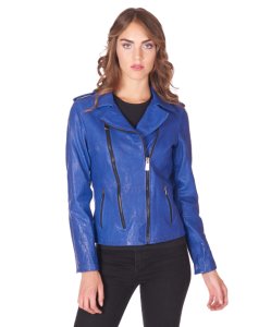 Blue lamb leather perfecto jacket vintage aspect