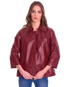 Bordeaux nappa lamb leather jacket 3/4 sleeves