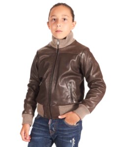 Dark Brown baby leather bomber jacket