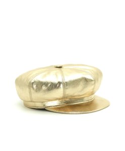 Gold women's leather Hat Cap Newsboy Visor Beret Hat