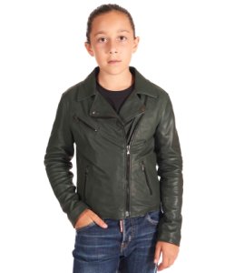 Green baby natural leather jacket perfecto style