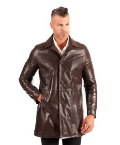 Lamb leather coat smooth aspect jacket collar