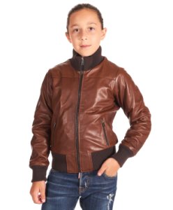 Tan baby bomber vintage leather jacket