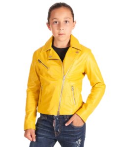 Yellow baby leather jacket perfecto style