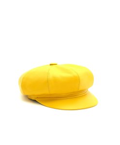 Yellow women's leather Hat Cap Newsboy Visor Beret Hat