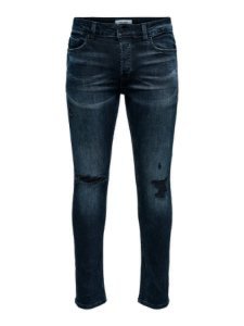 ONLY & SONS Onsloom Blue Black Destroy Slim Fit Jeans Heren Blauw