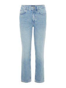 PIECES High-waist Recht Cropped Jeans Dames Blauw