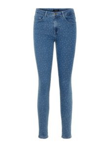 PIECES Mid Waist Skinny Fit Jeans Dames Blauw