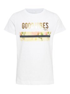 NAME IT Goudkleurig Print T-shirt Dames White